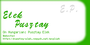 elek pusztay business card